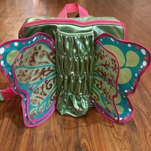 American girl pink green glitter butterfly wings backpack